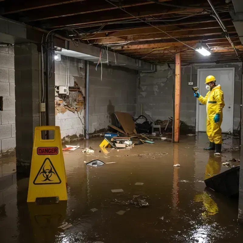 Flooded Basement Electrical Hazard in Zephyrhills, FL Property